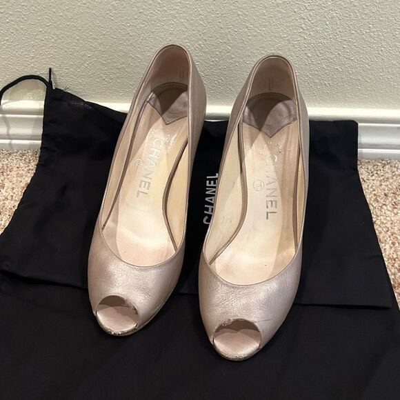 Chanel size 37 Open Toe Heels with dustbag - Picture 2 of 12